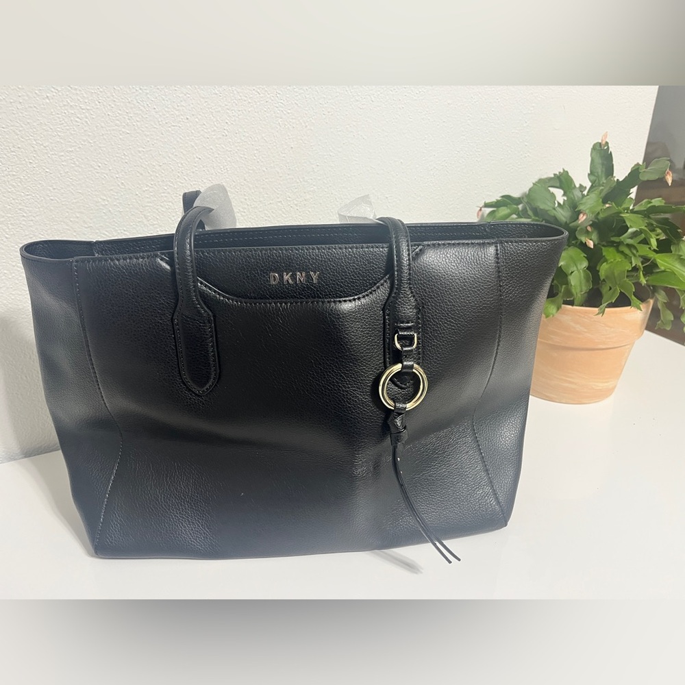 DKNY Lola Black Tote with Gold Accents